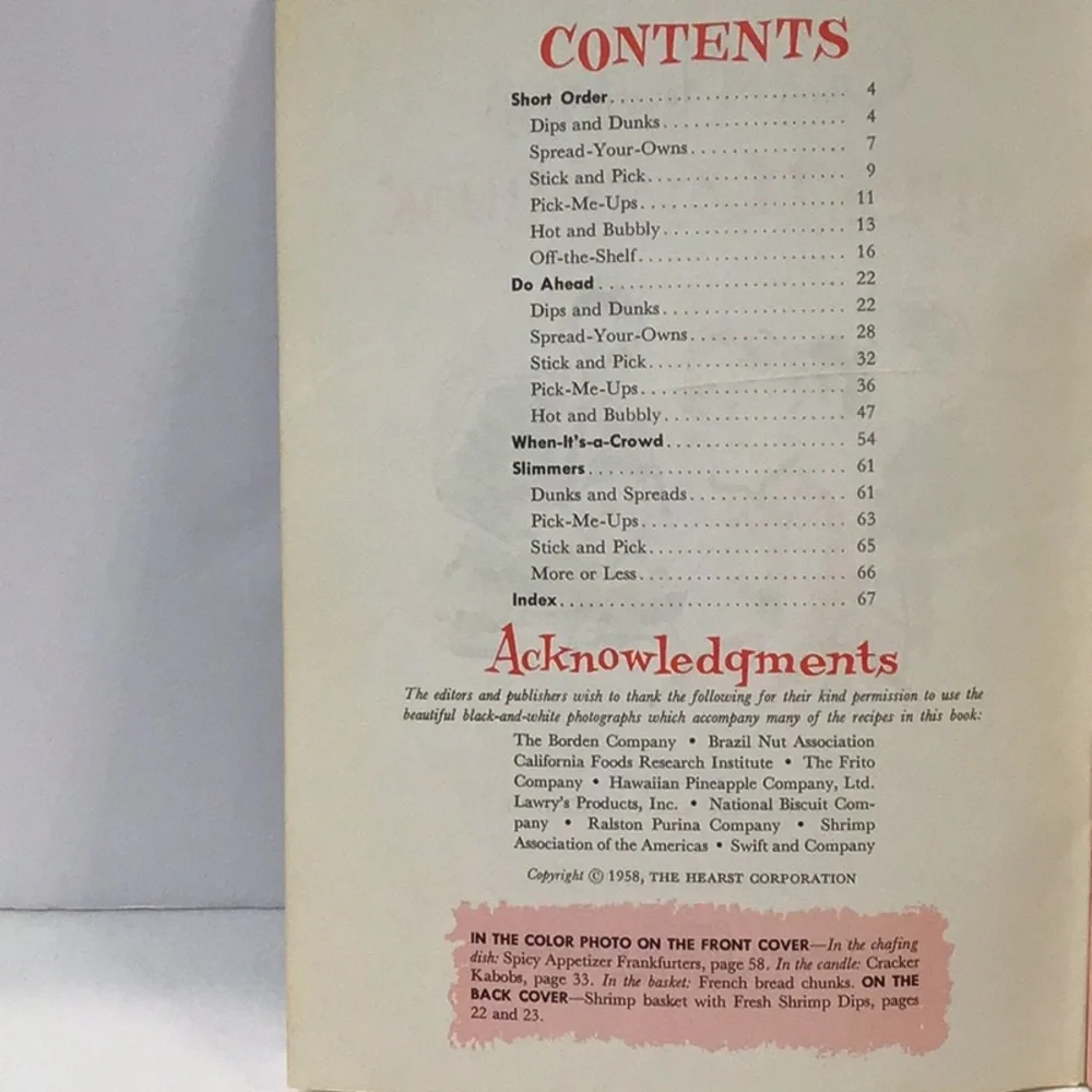 1958 Good Housekeeping appetizer recipe booklet